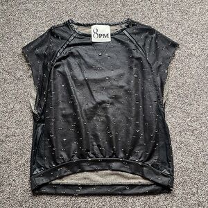 8PM Italian Brand Oversized Distressed Raw Edge Faux Leather Top Shirt XS